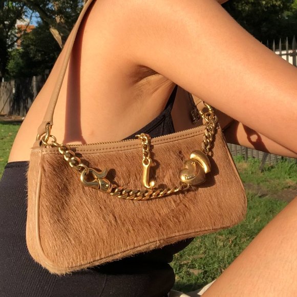 juicy couture y2k baguette shoulder bag in tan natural cowhide - Picture 2 of 5